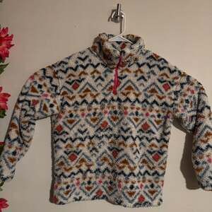 Eddie Bauer Women's Vanilla Aztec Sherpa Fleece 1/4 Zip Pullover